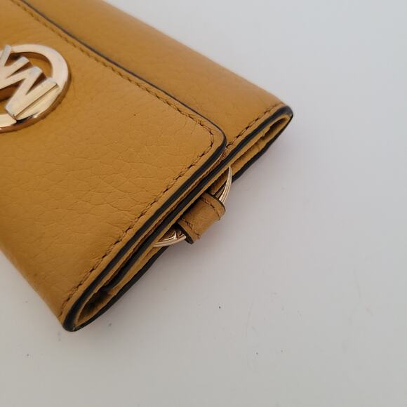 Michael Kors MK Key Case Ring Holder Wallet Pebble Leather Small Mustard Yellow - Picture 6 of 8